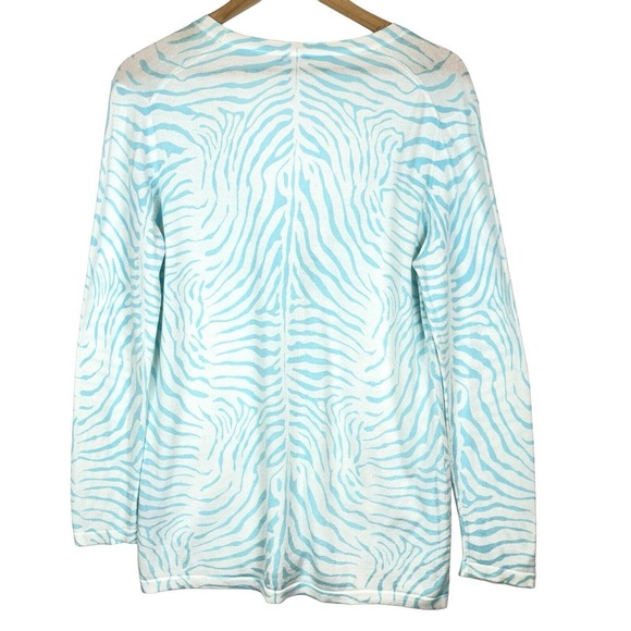 J. McLaughlin Zebra Print Cardigan Light‎ Blue Modal/Cotton Blend Button Up M - Picture 8 of 11